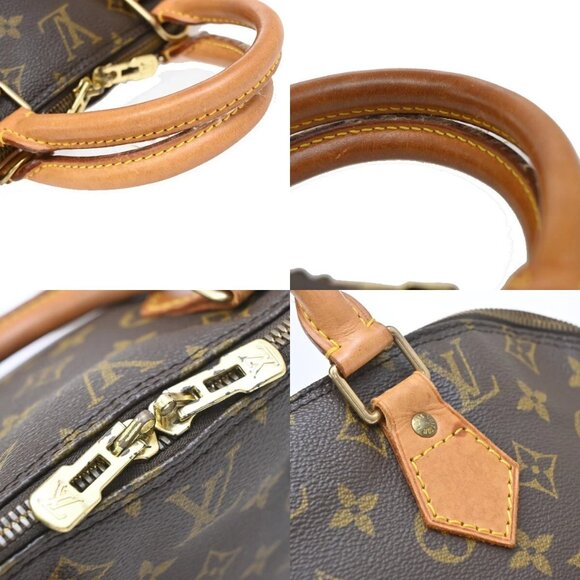 LOUIS VUITTON LV Logo Alma Hand Bag Monogram Leather Brown France M51130 88EF094 - Picture 9 of 16